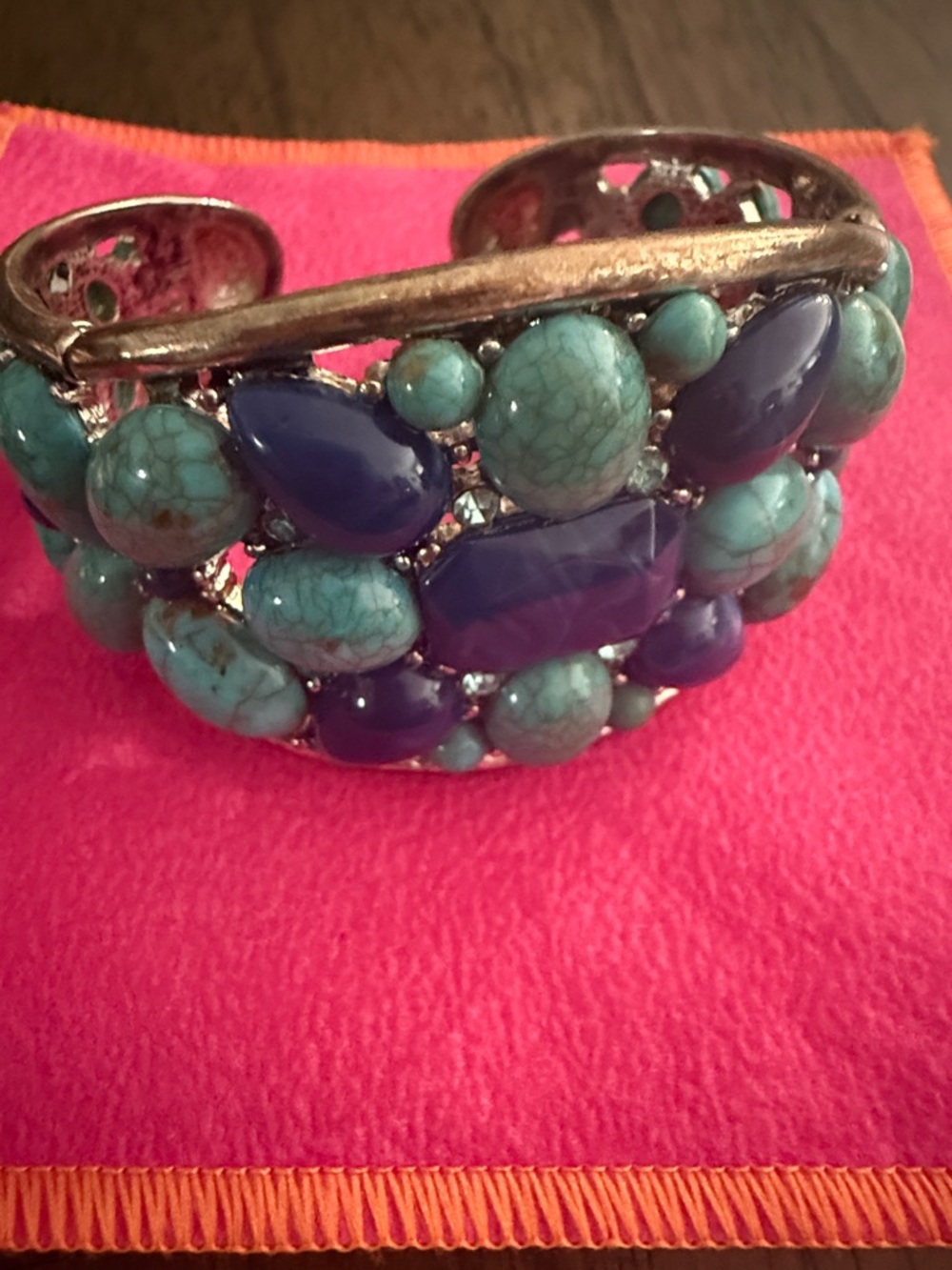 Turquoise & Navy Stone Cuff Bracelet - Women Jewelry